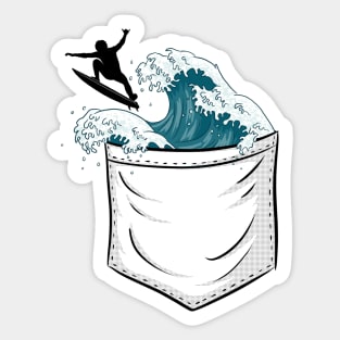 Japanese Wave in Pocket | Shortboard Surfer Sticker